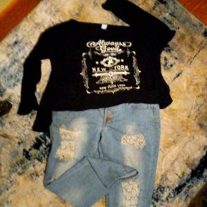 Rue 21 jeans w/NY long sleeve shirt